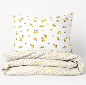 Goldea bavlnené posteľné obliečky - vzor 951 žlté kvety a kvítí na bielom 140 x 200 a 70 x 90 cm