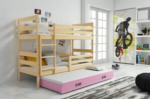 Detská poschodová posteľ s výsuvnou posteľou ERYK 160x80 cm Modrá Biela