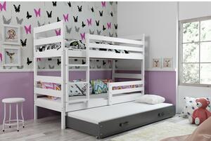 Detská poschodová posteľ s výsuvnou posteľou ERYK 160x80 cm Modrá Biela