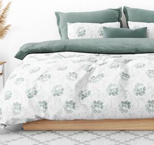 Goldea bavlnené posteľné obliečky - vzor 952 tmavo zelené kvetované ornamenty s geometrickými tvarmi 140 x 200 a 70 x 90 cm