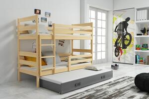 Detská poschodová posteľ s výsuvnou posteľou ERYK 160x80 cm Sivá Borovica