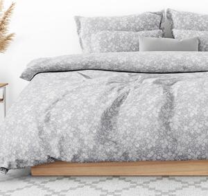 Goldea flanelové posteľné obliečky - vzor 941 popínavé kvety na svetle sivom 140 x 200 a 70 x 90 cm