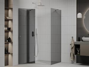 Mexen Roma, sprchovací kút 80 (dvere) x 70 (stena) cm, 6mm šedé sklo, chrómový profil, 854-080-070-01-40