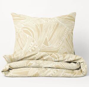 Goldea bavlnené posteľné obliečky - vzor 808 tropické listy na zlatom 140 x 220 a 70 x 90 cm