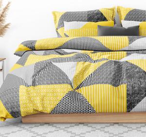 Goldea flanelové posteľné obliečky - vzor 806 kombinácia žltosivého vzorovania 140 x 220 a 70 x 90 cm