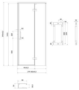 Cersanit Larga sprchové dvere 80 cm výklopné S932-115