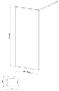 Cersanit Larga stena sprchového kúta walk -in 90 cm chróm lesklý/sklo priehľadné S932-135