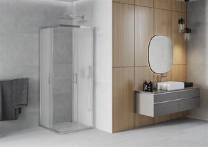 Mexen Rio, štvorcový sprchovací kút s posuvnými dverami 70 (dvere) x 70 (dvere) x 190 cm, 5mm sklo námraza, chrómový profil, 860-070-070-01-30
