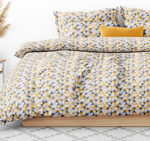 Goldea bavlnené posteľné obliečky - vzor 970 oranžové a sivé trojuholníky 140 x 200 a 70 x 90 cm