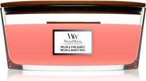 Woodwick Melon & Pink Quarz vonná sviečka s dreveným knotom (hearthwick) 453,6 g