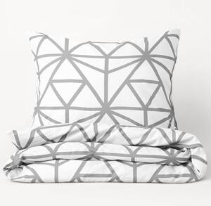 Goldea saténové posteľné obliečky deluxe - vzor 1050 sivé geometrické tvary na bielom 140 x 200 a 70 x 90 cm