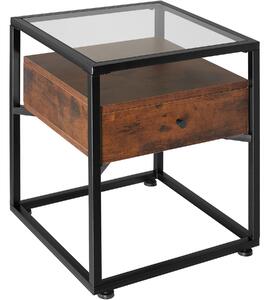 Nočný stolík Preston 43x45x54,5cm - Industriálne drevo tmavé, rustikálne