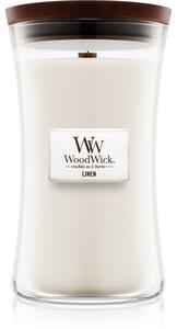 Woodwick Linen vonná sviečka s dreveným knotom 609.5 g