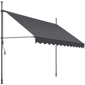 Upínacia markíza s ručnou kľukou, výškovo nastaviteľná - 300 x 180 cm, čierna/šedá