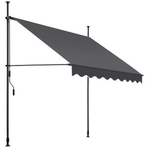Upínacia markíza s ručnou kľukou, výškovo nastaviteľná - 200 x 180 cm, čierna/šedá
