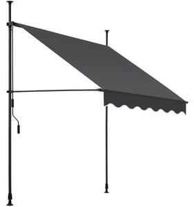 Upínacia markíza s ručnou kľukou, výškovo nastaviteľná - 150 x 180 cm, čierna/šedá
