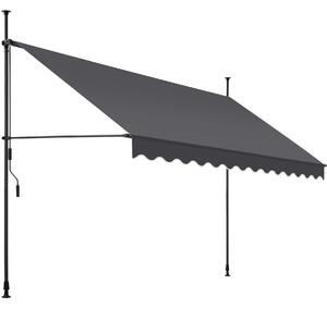 Upínacia markíza s ručnou kľukou, výškovo nastaviteľná - 350 x 180 cm, čierna/šedá