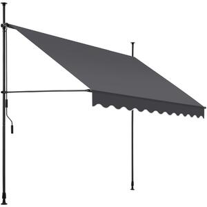 Upínacia markíza s ručnou kľukou, výškovo nastaviteľná - 250 x 180 cm, čierna/šedá