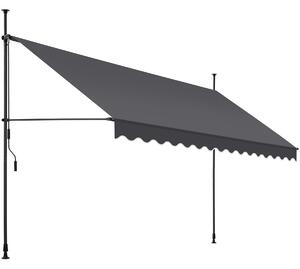 Upínacia markíza s ručnou kľukou, výškovo nastaviteľná - 400 x 180 cm, čierna/šedá