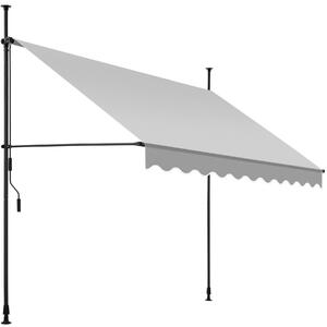 Upínacia markíza s ručnou kľukou, výškovo nastaviteľná - 250 x 180 cm, svetlo šedá