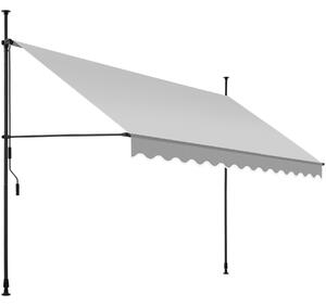 Upínacia markíza s ručnou kľukou, výškovo nastaviteľná - 350 x 180 cm, svetlo šedá