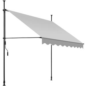 Upínacia markíza s ručnou kľukou, výškovo nastaviteľná - 200 x 180 cm, svetlo šedá