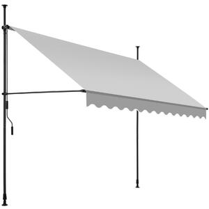 Upínacia markíza s ručnou kľukou, výškovo nastaviteľná - 300 x 180 cm, svetlo šedá