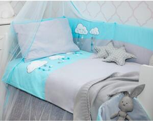 BELISIMA 5-dielne posteľné obliečky Obláčiky 100/135 tyrkysové