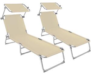 TecTake GmbH 2 plážové ležadlá 4-polohové - béžová