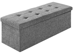 Skladacia polyesterová taburetka s úložným priestorom 110x38x38cm - svetlo šedá