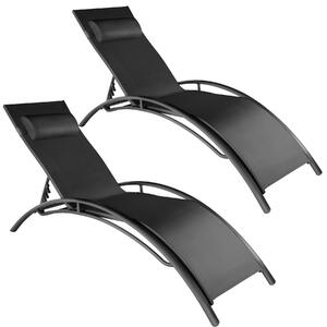 TecTake GmbH 2 plážové ležadlá 5 polohové - čierna