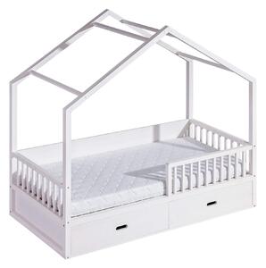 DL Detská drevená posteľ domček 200x90 Wiktor - biela