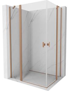 Mexen Mist Duo sprchovací kút s otváracími dverami 110 x 80 cm, transparentný, brúsená meď - 8A4-110-080-65-00