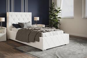Čalúnená posteľ BED 4 90x200 biela ekokoža