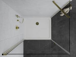 Mexen Pretoria sprchovací kút 80 x 90 cm, priehľadný, zlatý + plochá sprchová vanička-852-080-090-50-00-4010