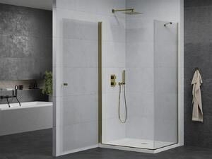 Mexen Pretoria sprchovací kút 70 x 90 cm, transparentný, zlatý + plochá sprchová vanička-852-070-090-50-00-4010