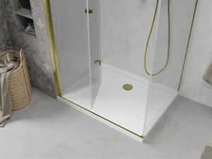 Mexen Lima sprchovací kút 70x80cm, 6mm sklo, zlatý profil - číre sklo + Slim sprchová vanička - 856-070-080-50-00-4010