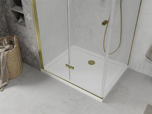 Mexen Lima sprchovací kút so skladacími dverami 80 x 100 cm, 6mm číre sklo, zlatý profil + sprchová vanička Slim, 856-080-100-50-00-4010