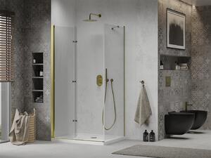 Mexen Lima sprchovací kút 70x90cm, 6mm sklo, zlatý profil - číre sklo + Slim sprchová vanička - 856-070-090-50-00-4010