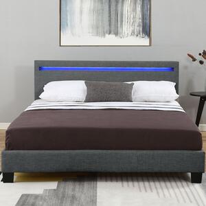 Čalúnená posteľ Verona 120 x 200 cm s LED osvetlením v tmavosivej farbe