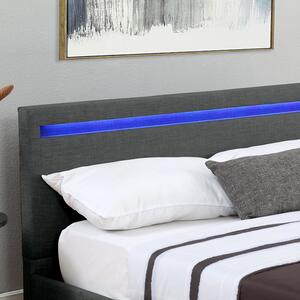 Čalúnená posteľ Verona 120 x 200 cm s LED osvetlením v tmavosivej farbe