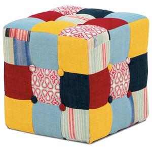 Zltahala.sk Taburet kostka, látka patchwork, kluzáky plast