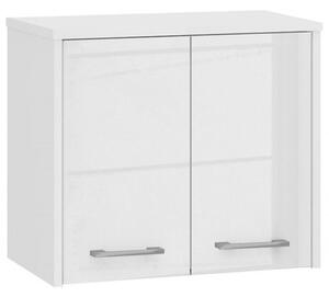 Kúpeľňová závesná skrinka FIN W60 2D-lesklá biela