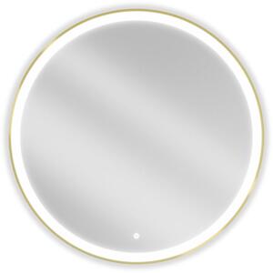 Mexen Esso zrkadlo do kúpeľne s podsvietením, okrúhle 90 cm, LED 6000K, proti zahmlievaniu, zlatý rám - 9825-090-090-611-50