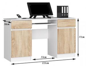 Počítačový stôl A5 biela/dub sonoma