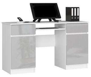 Počítačový stôl A5 biela/metalic lesk