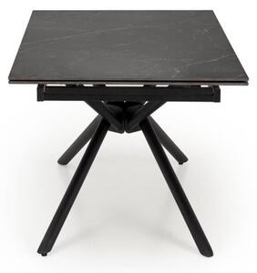 Halmar Rozkladací jedálenský stôl VITORINO 160(220)x90 čierny mramor/čierna - výpredaj skladu