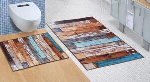 Brotex Koupelnová sada předložek 3D 60x100+60x50cm BEZ VÝKROJE dřevěná podlaha