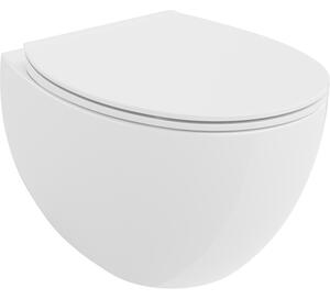 Mexen Egg, závesná WC misa Rimless s duroplastovým sedátkom s pomalým zatváraním, biela lesklá, 30245000