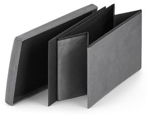Sivý skladací taburet FURELA VELVET XL 60 x 38 x 38 cm